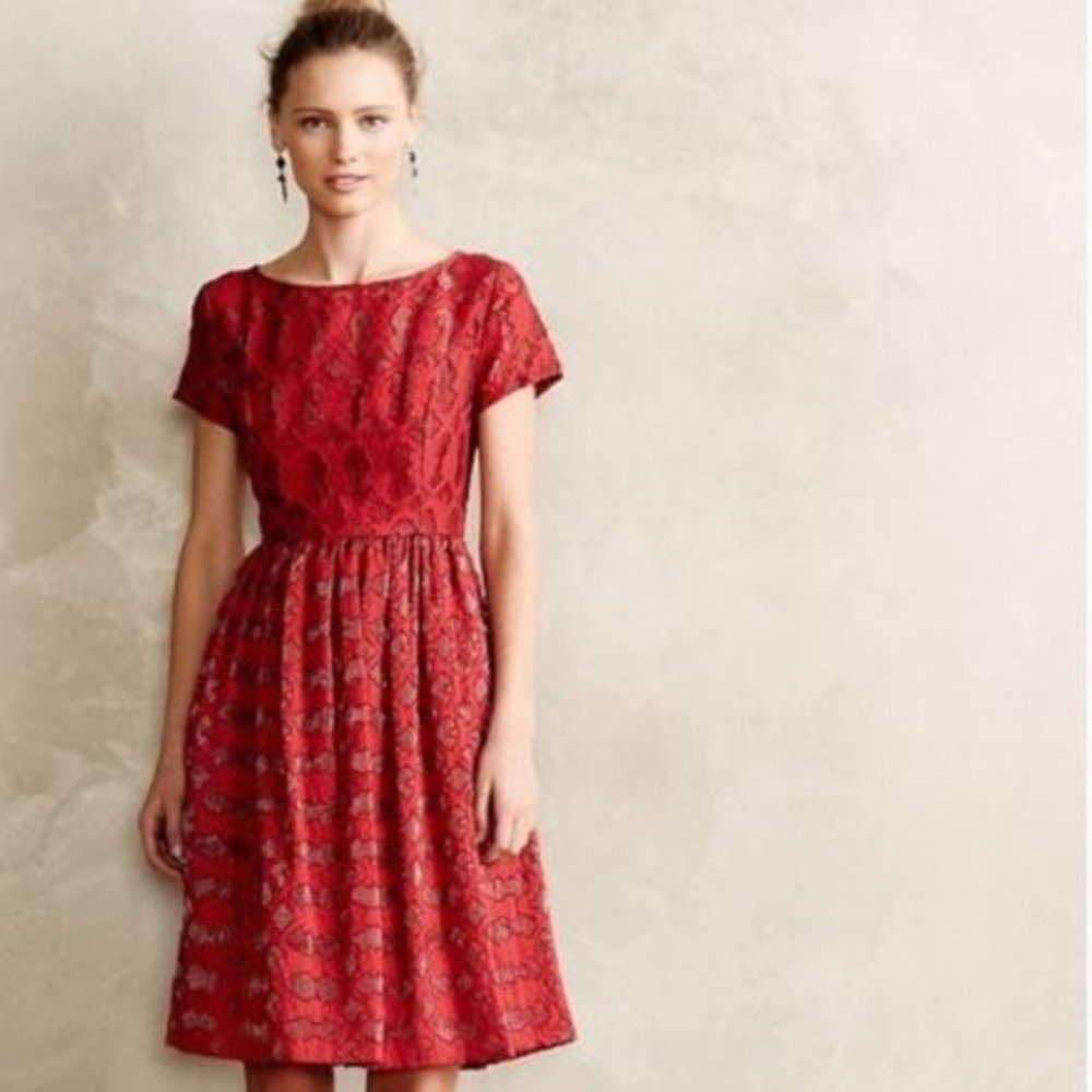Anthropologie MOULINETTE SOEURS Ruby Red Dress